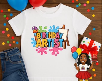 Birthday Artist Shirt • Kids Paint Party Birthday Tee • Art Party Outfit • Toddler & Youth Artist Shirt • Painting Birthday Theme Tee