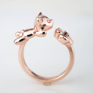 ROSEGOLD PLATED RINGS Silver rings Teddy bear Flower Twin rings Garnet Promise rings Sweet 16 Gift for her Worldwide Free shipping Gift wrap image 4