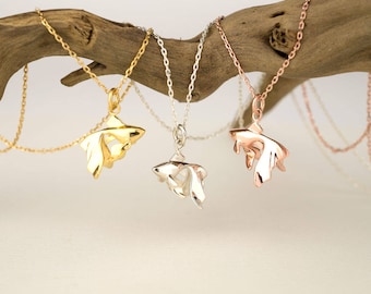 GOLDFISH ROSEGOLD NECKLACE fish pendants sterling silver necklace rose gold plated yellow gold plated gift freeshipping
