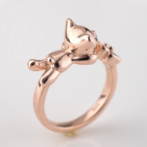 ROSEGOLD PLATED RINGS Silver rings Teddy bear Flower Twin rings Garnet Promise rings Sweet 16 Gift for her Worldwide Free shipping Gift wrap image 3