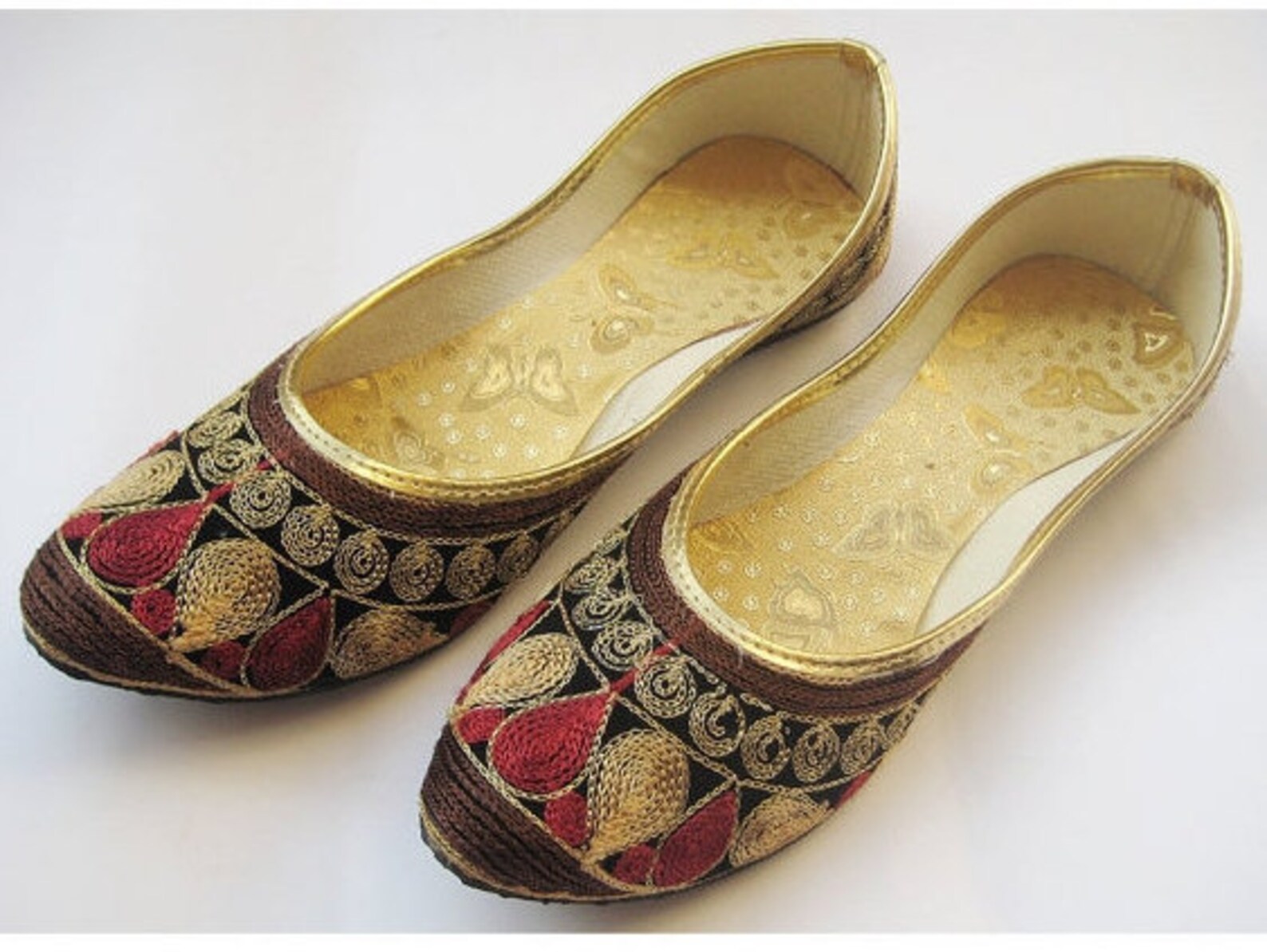 us size 8.5 - deep red women flat shoes, multi color ballet flats, red embroidery shoes, women slip on shoes, ethnic shoes, indi