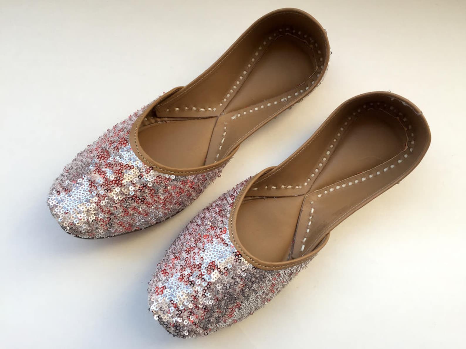 women silver sequins ballet flats, red sequins shoes from enhara, wedding shoes, women shoes, bridal ballet flats, sequins glitt