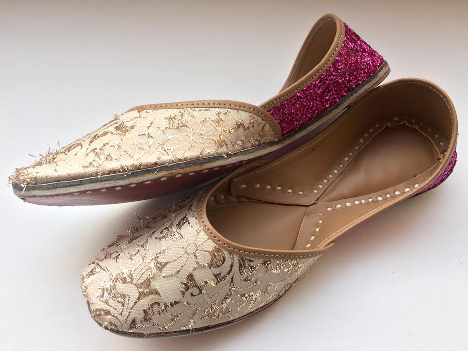 off white and pink shoes with gold and shimmer hints/women shoes/bridal ballet flats/sequins flats/wedding shoes