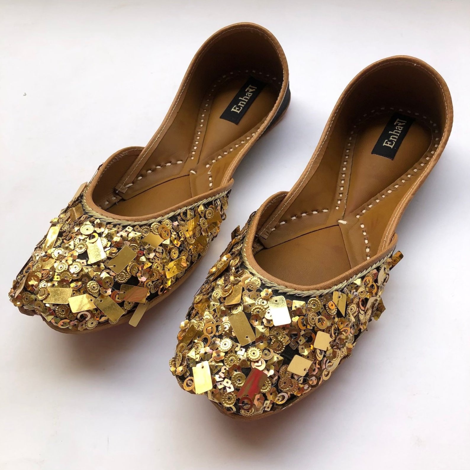 the gold rush - gold and black womens flat shoes, party shoes, women ballet flats, wedding shoes, handmade indian designer shoes