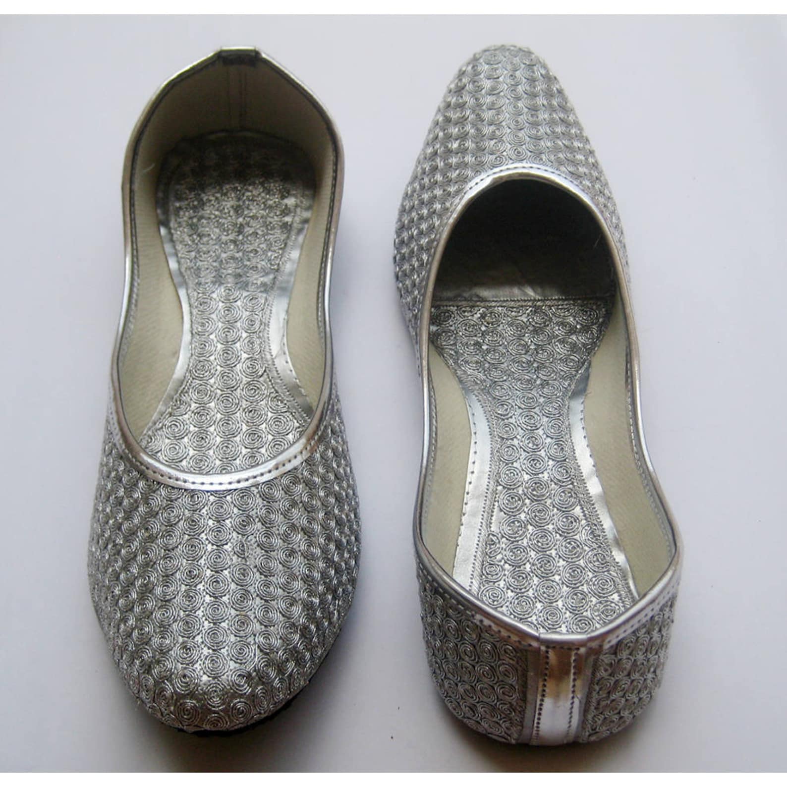 womens silver coin ballet flats/silver shoes/women shoes/wedding shoes/handmade indian designer women shoes or slippers
