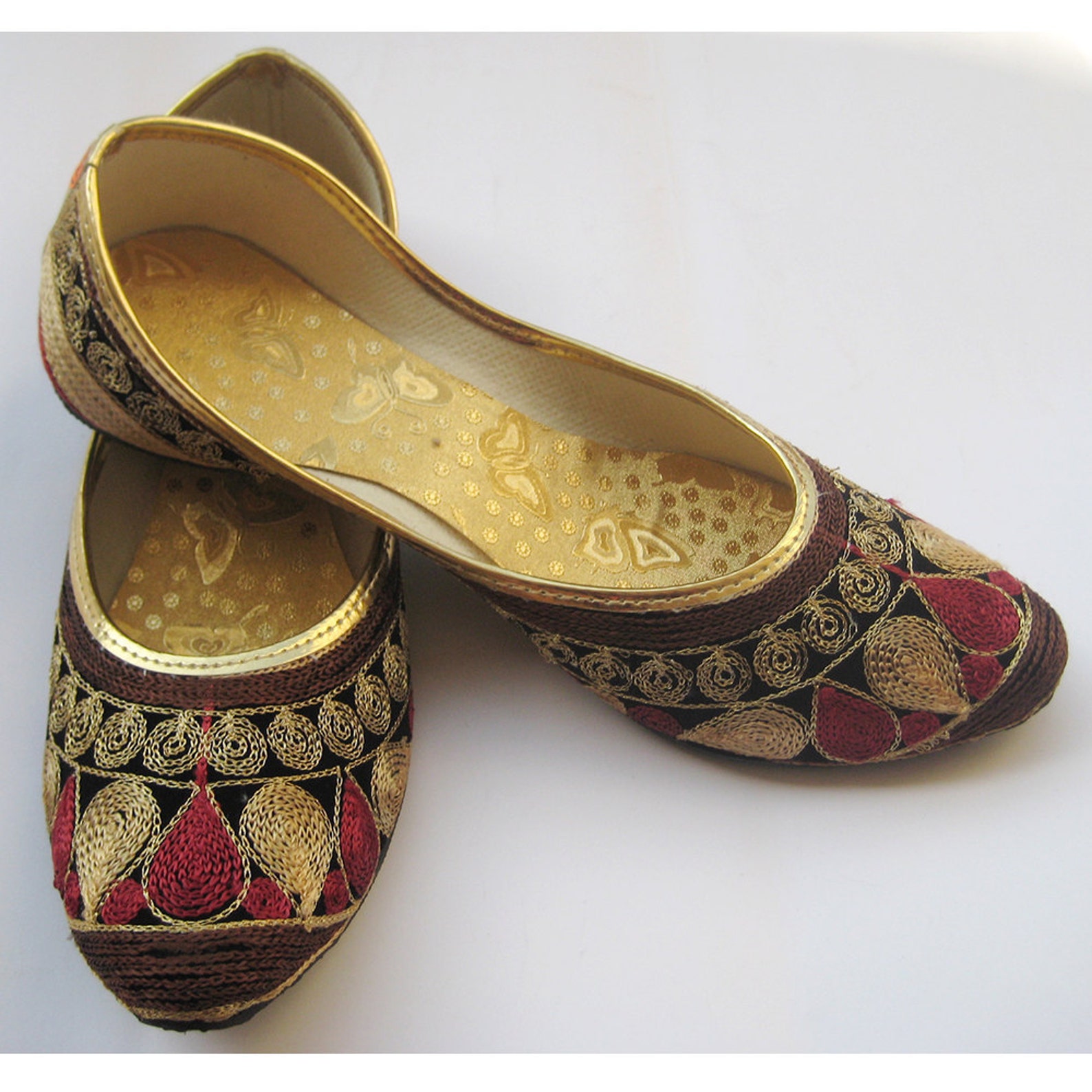 us size 8.5 - deep red women flat shoes, multi color ballet flats, red embroidery shoes, women slip on shoes, ethnic shoes, indi