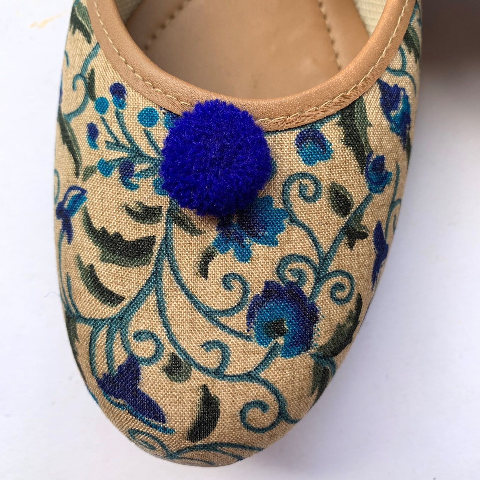 blue floral ballet flat shoes for women, slip on shoes, indian shoes, handmade designer shoes