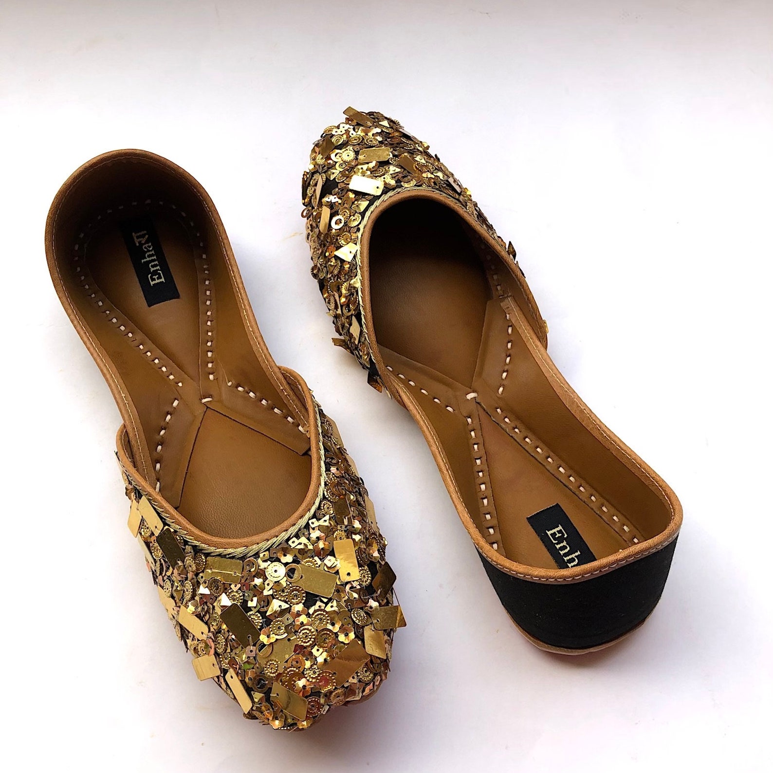 the gold rush - gold and black womens flat shoes, party shoes, women ballet flats, wedding shoes, handmade indian designer shoes