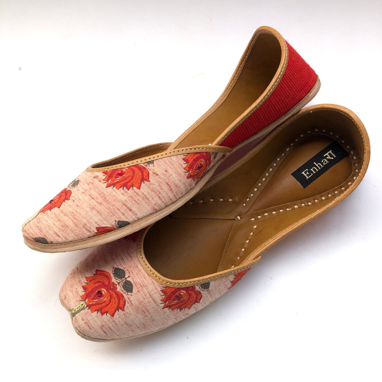 red lotus shoes for women, flat slip on shoes, indian shoes, ballet shoes, handmade designer shoes/juttis or mojaris