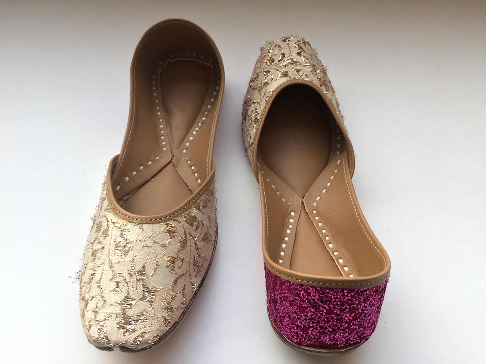 off white and pink shoes with gold and shimmer hints/women shoes/bridal ballet flats/sequins flats/wedding shoes