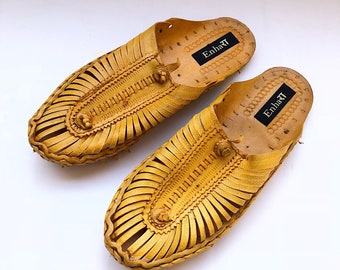 Yellow Brown Leather Mens slip on Shoes,Mens Flats,Mens Slippers,Flats,Handmade Slippers,Mens Shoes,Mens Casual Shoes