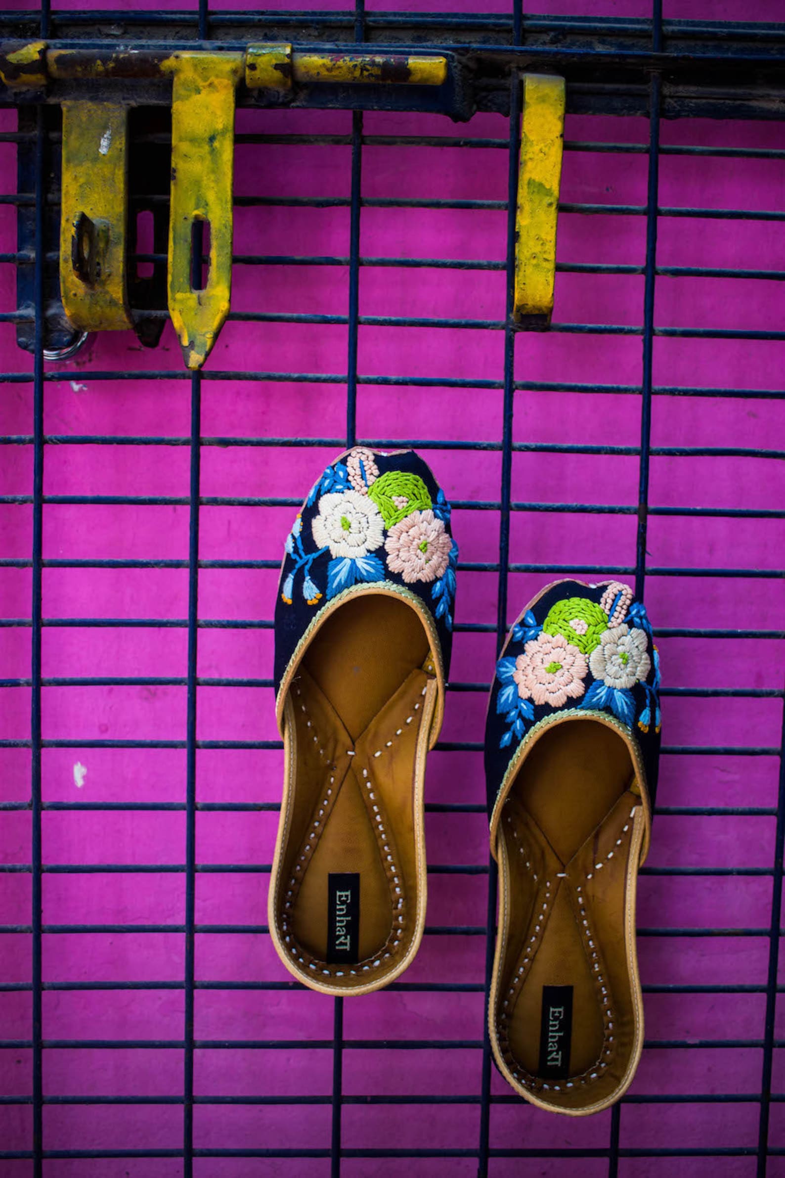 the pastel blossom - enhara designer ballet flat shoes/navy blue flower embroidered shoes/handmade indian ethnic women shoes or