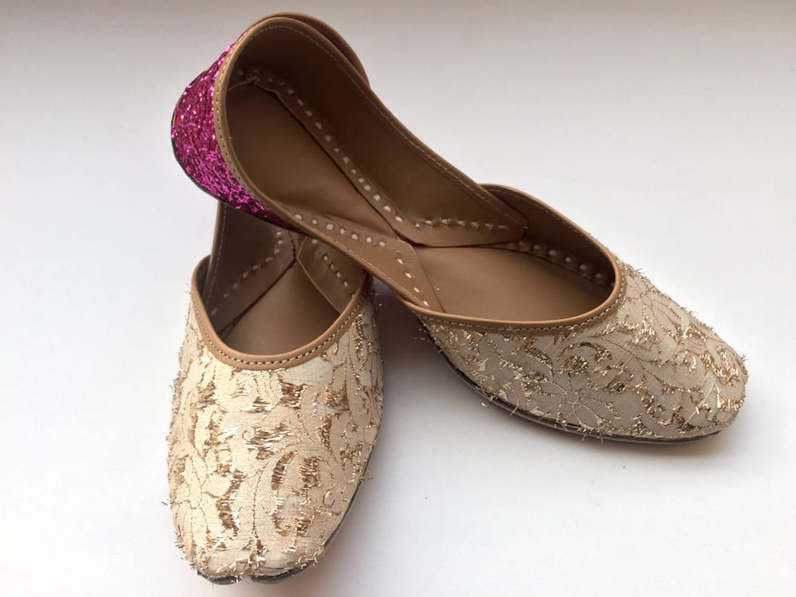 off white and pink shoes with gold and shimmer hints/women shoes/bridal ballet flats/sequins flats/wedding shoes