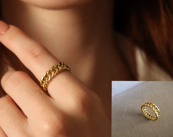 Gold Filled Link Chain Ring , Waterproof.