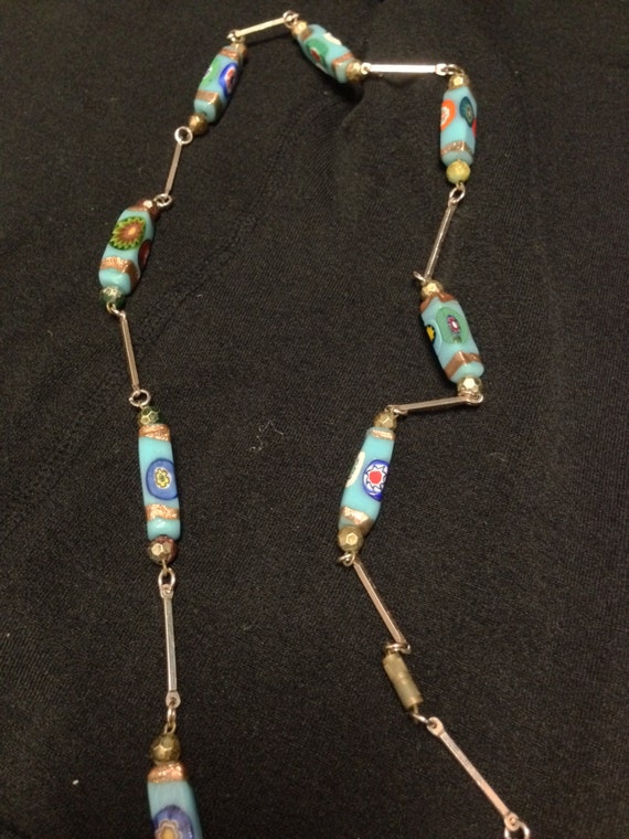 Necklace - Ceramic SHORT - Pink Clay beads with Antique Gold