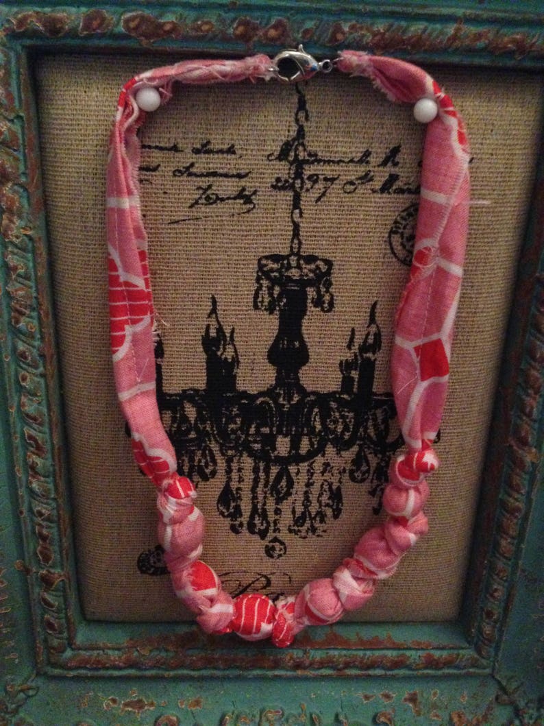 Handmade fabric bead necklace