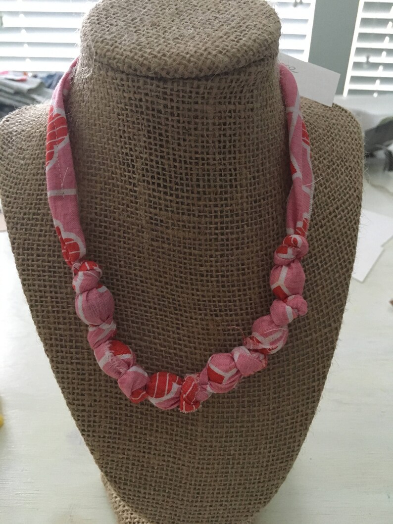 Handmade fabric bead necklace