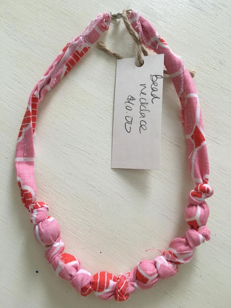 Handmade fabric bead necklace