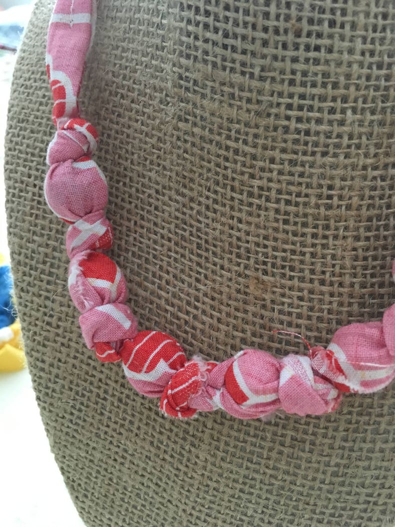 Handmade fabric bead necklace