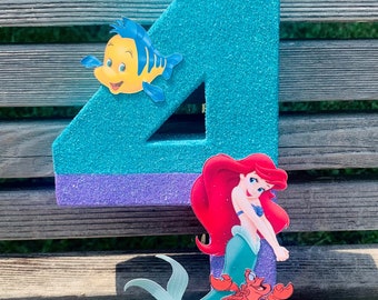 Little Mermaid - Ariel Glittered Letter/Number