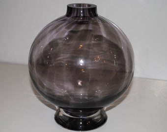 Midcentury Spherical Footed Glass Vase