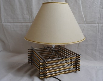 Table lamp, brass and steel, Italy original 60s