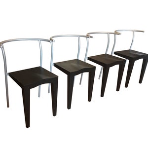 Italienische Kunststoff- und Stahlstühle, Philippe Starck Design fürKartell, 1980, 4er Set
