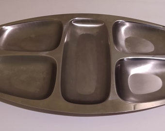 Bandeja Alessi grande, plato antipasto Alessi, acero inoxidable, bandeja Alessi vintage hecha en Italia