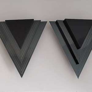 Pair of sconces, wall sconces, wall lamps, modern triangular wall lamps in 80s vintage glass and steel