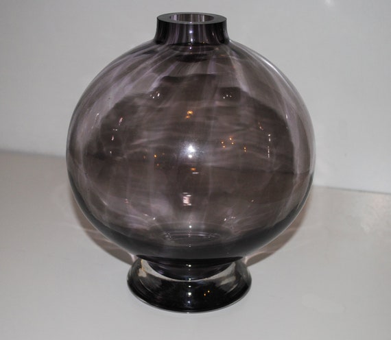 Midcentury Spherical Footed Glass Vase Etsy