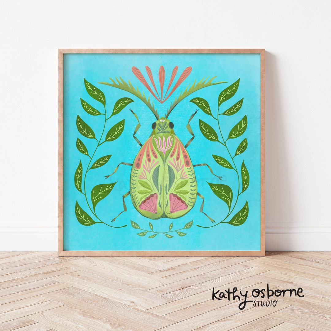 Art Print: Whimsical Beetle Insect Wall Decor for Home, Nursery, Kids ...