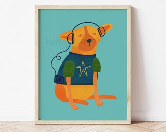 Gen X Cattle Dog Art Print: Whimsical Nursery Wall Decor
