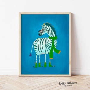 Zebra Art Print: Whimsical Nursery Decor, Sassy Animal
