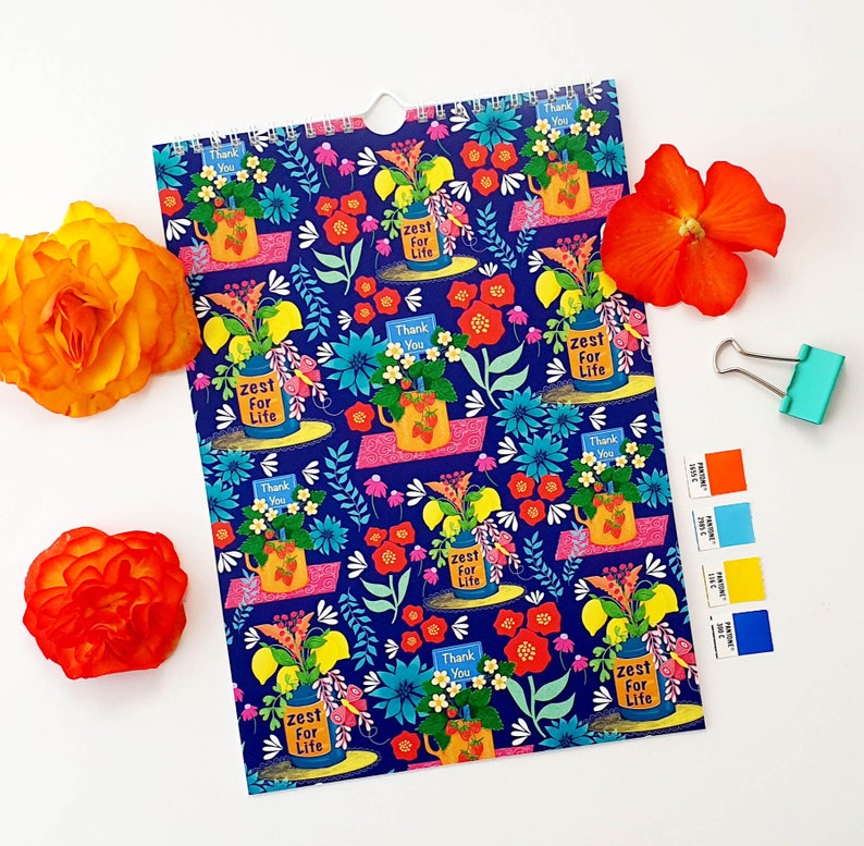 A4 Bright Floral Colourful 2024 Calendar. A Wall Planner With - Etsy