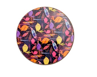 Floral Abstract Coaster – Bright Colorful Patterned Drink Coaster