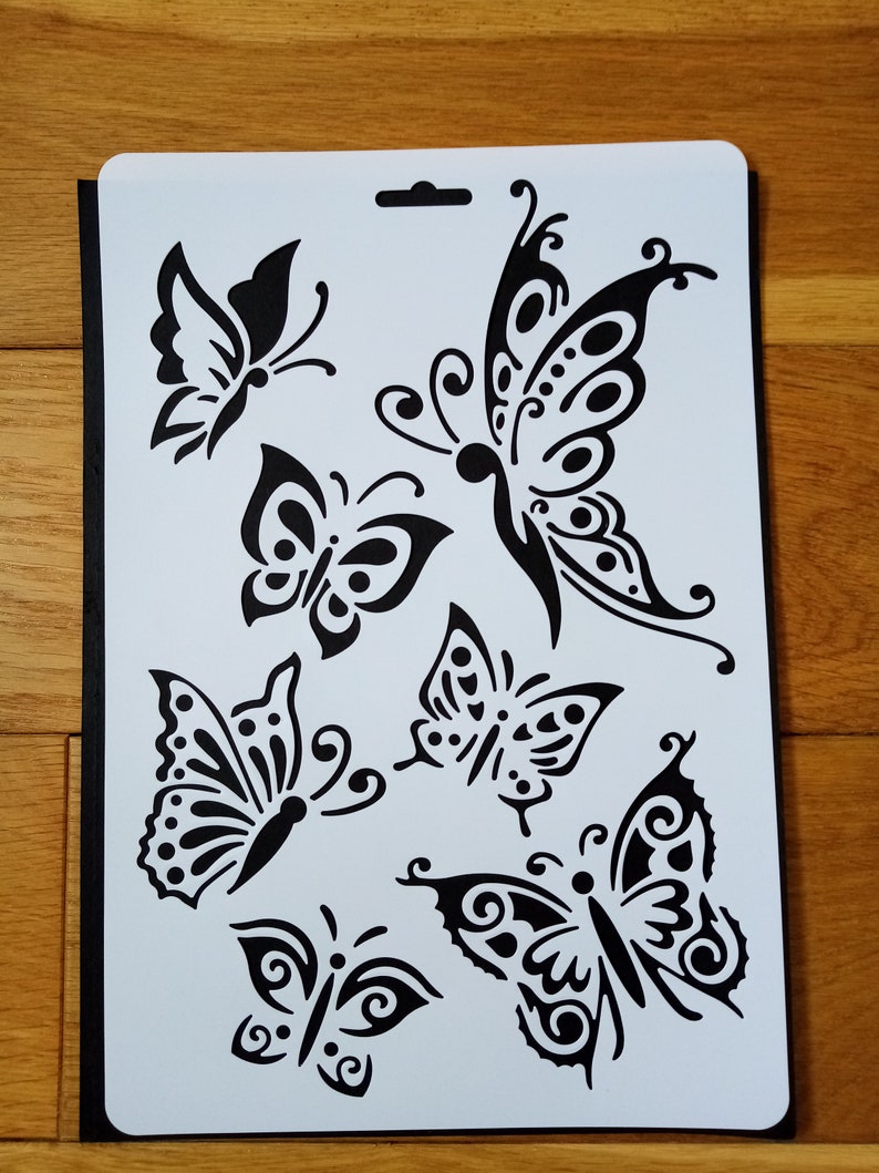 Reusable A4 Stencils of Butterflies Fairy Hummingbird Birds Flower ...