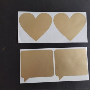 Autocollants carrés à message en forme de coeur à gratter - Révélation surprise dorée