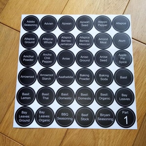 36 Spice Herb Storage Pantry Jar 3.5cm Labels  Round Stickers