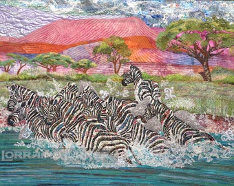 Herd of Splashing Zebras