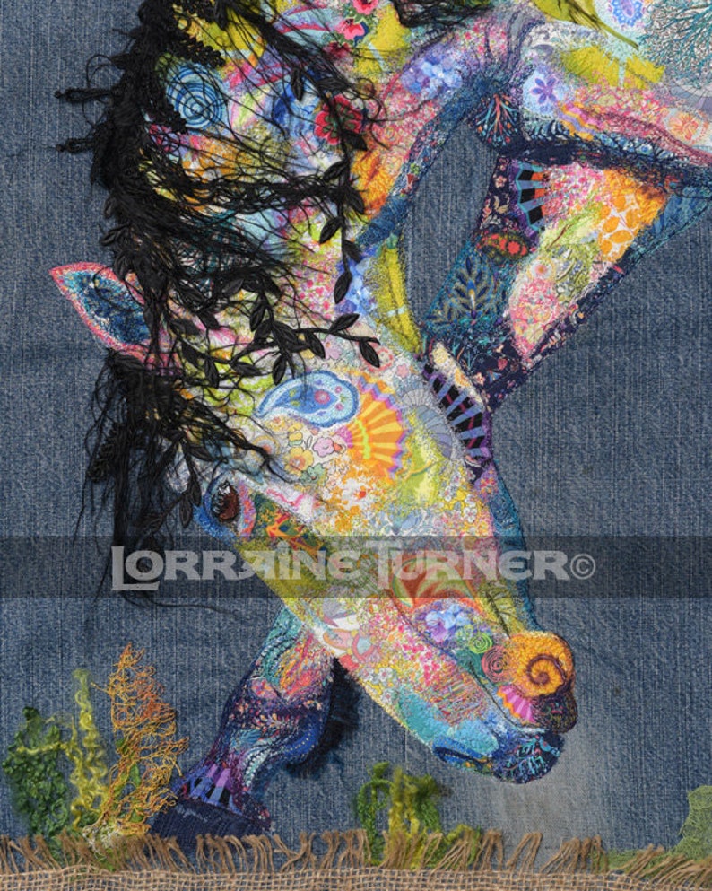 Wild Horse on Denim Gicl\u00e9e