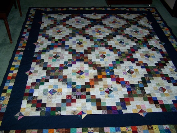 Scrappy Double Irish Chain with a Twist Quilt Pattern