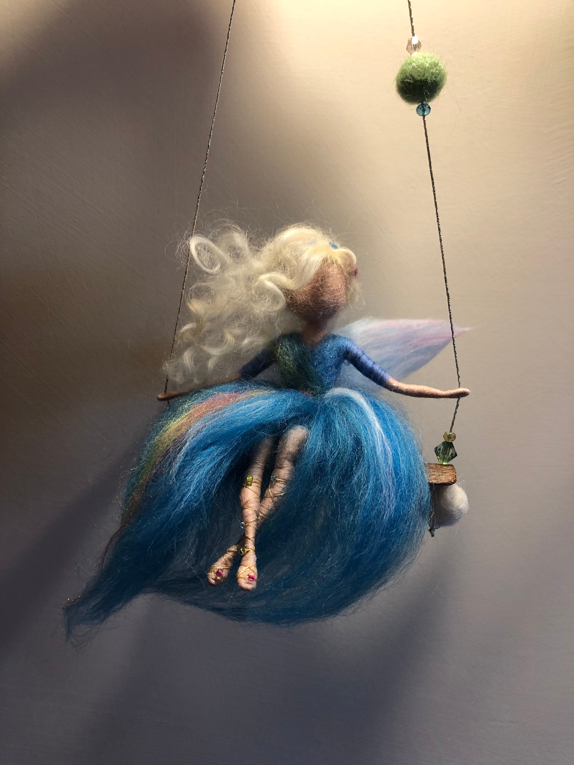 Needle felted Fairy Waldorf inspired Wool Fairy in blue dress Etsy