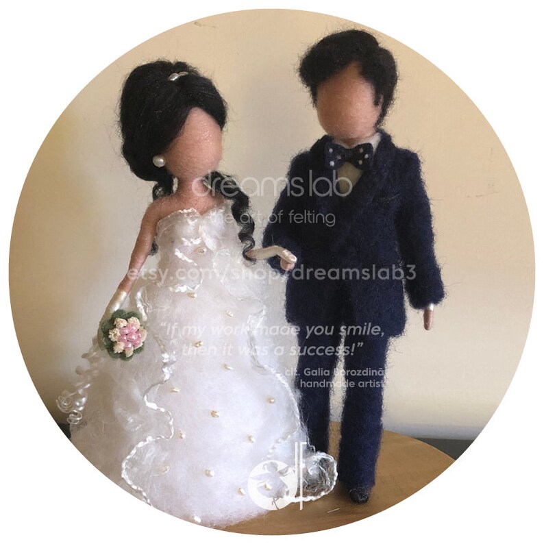 Cake Toppers Needle Felted Dolls Wool Wedding Couple White Etsy