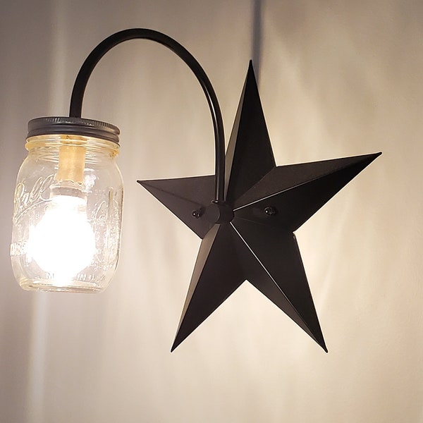 Barn Star Mason Jar Armed Sconce