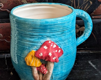 Handcrafted fairy mushroom mug