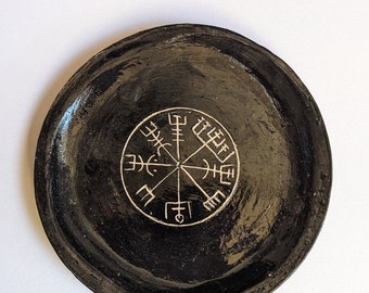 Ceramic viking witch wicca dish