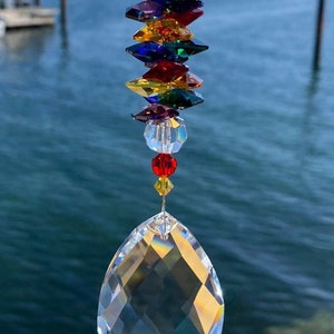 Rainbow Crystal Sun Catcher, High Quality AUSTRIAN CRYSTALS Suncatcher, Colorful Rainbow Maker Ornament, Hanging Window Crystal Tear Drop