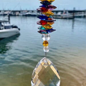 Rainbow Crystal Suncatcher With High Quality AUSTRIAN CRYSTALS, Rainbow Colored Crystals & Clear Teardrop Window Hanging Ornament Prism