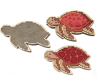 Turtle Cross Stitch Blank, Sea Cross Stitch Pattern, Wooden Cross Stitch Blanks, Wooden Cross Stitch Ornament, Starfish Pattern