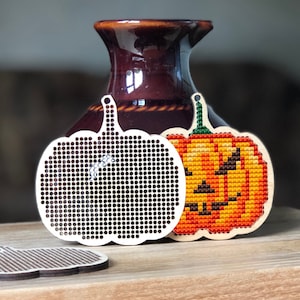 Pumpkin Cross Stitch Blank, Halloween Decor Pumpkin, Pumpkin Wood Cross Stitch, Pumpkin Wooden Pendant, Laser Cut Cross Stitch Halloween